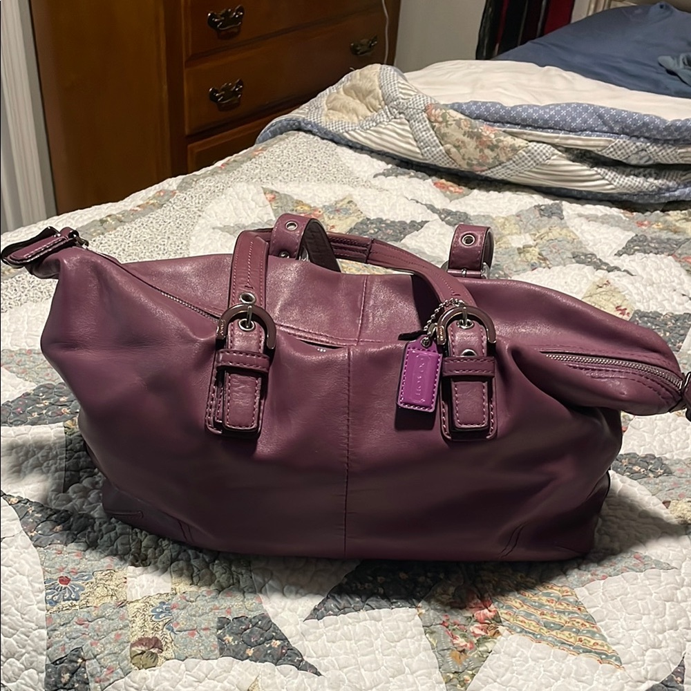 Coach Purple Leather Tote with Soft Structure